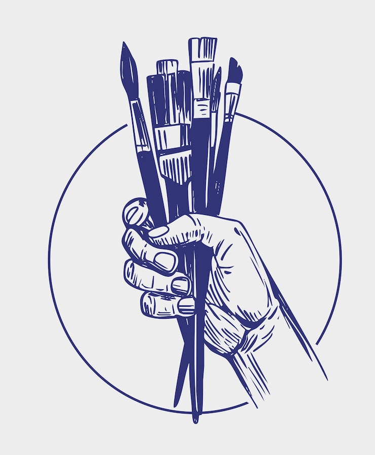 Vektor kunstbürste in handwerkzeugen skizze illustration vektor handgezeichnet monochrom