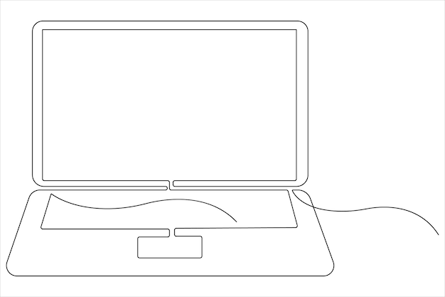 Kunstillustration eines Laptops in einem Line-Stil isolierter Umrisse-Vektor