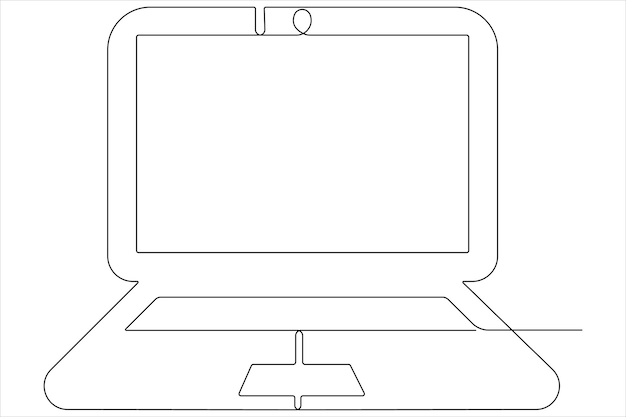 Kunstillustration eines Laptops in einem Line-Stil isolierter Umrisse-Vektor
