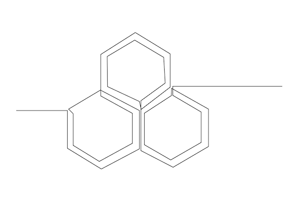 Kunstillustration für honigbiene. eine einfache linie und ein linienkonzept des honigbienen-zeichnungssechsecks