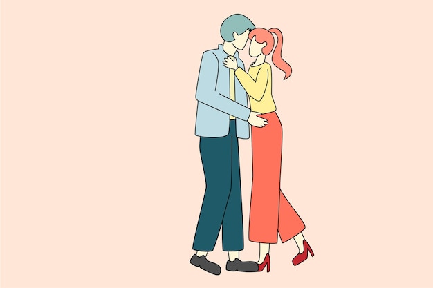 Vektor kunstillustrationskonzept für dating- oder hochzeitsantrag-vektorbild für verheirateten mann und frau