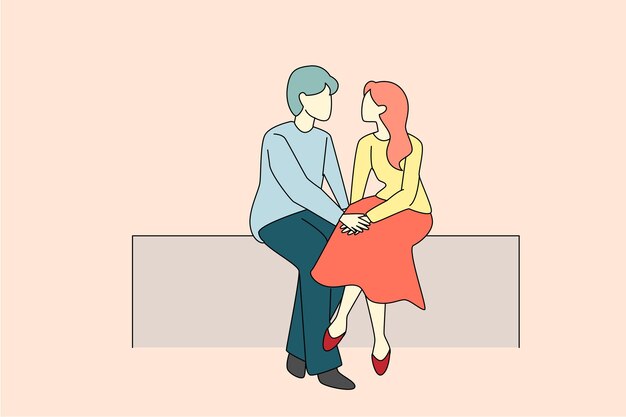 Vektor kunstillustrationskonzept für dating- oder hochzeitsantrag-vektorbild für verheirateten mann und frau