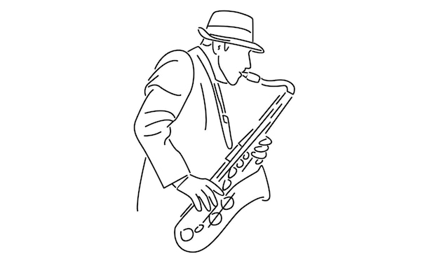 Kunstlinie des männlichen saxophonisten