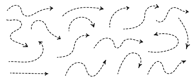 Vektor kurverter punktpfeil zigzag-pfeilstreifen-design mit punktlinien vektorillustration