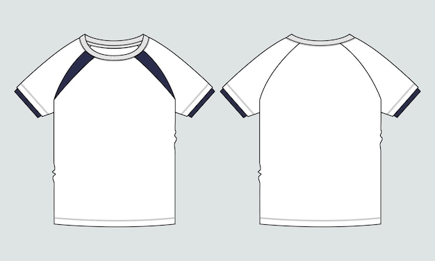 Kurzarm-t-shirt technische mode flache skizze vektorillustrationsvorlage für babys