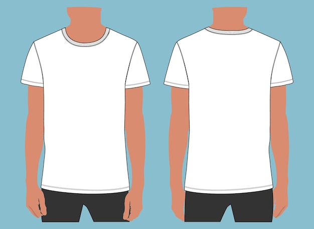 Vektor kurze eleeve-t-shirt-vektorillustration-mock-up-vorlage für herren und jungen
