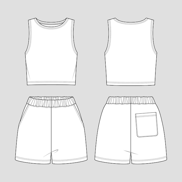 Kurzes tanktop und shorts. jersey sportliches set.