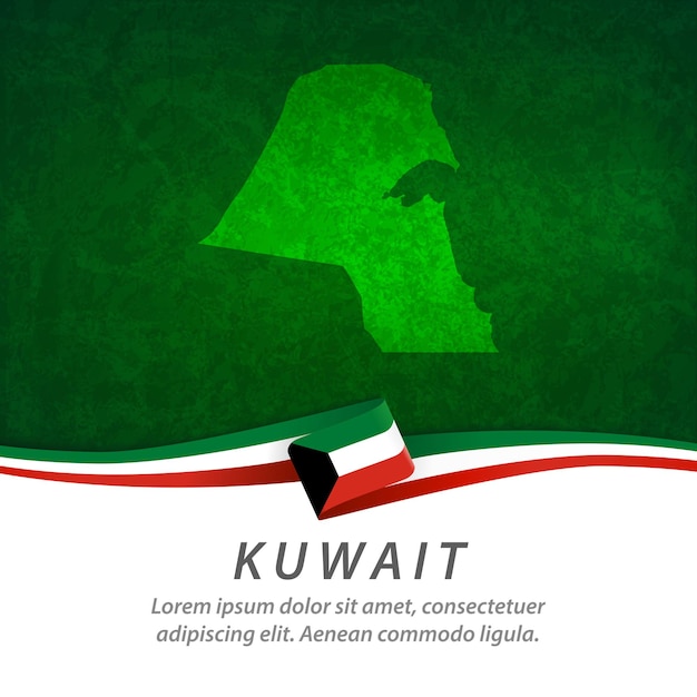 Kuwait flagge mit zentraler karte