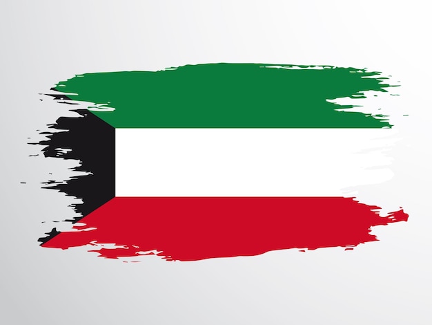 Kuwait-vektorflagge mit einem pinsel gemalt