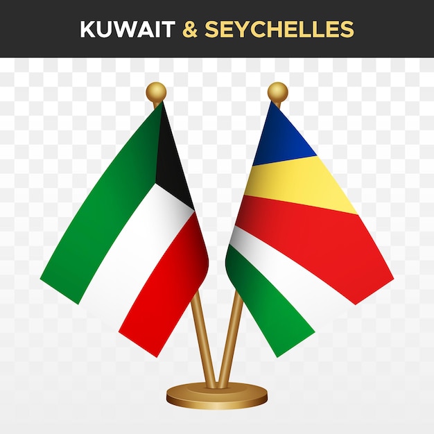 Kuwait vs Seychellen-Flaggen 3D-Flagge von Kuwait mit Vektorillustration