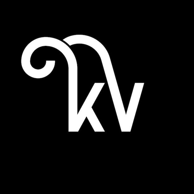 KV-Letter-Logo-Design auf schwarzem Hintergrund KV-Kreative Initialen Buchstaben-Logos-Konzept KV-Buchstaben-Design KV-Weißbuchstaben-Design auf schwarzem Hintergrund