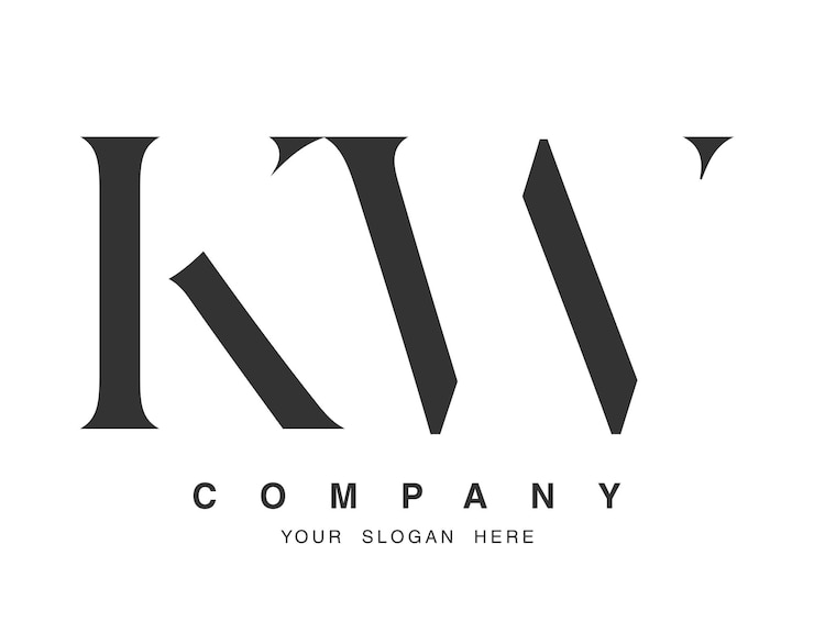 Vektor kw-logo-design anfangsbuchstaben k und w serif-schriftstil kreative klassische firmenname-typographie trendy-logo oder identität