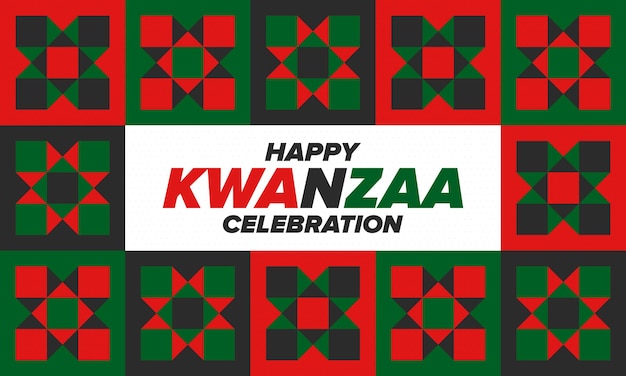 Kwanzaa happy celebration afrikanischer und afroamerikanischer feiertag sieben tage festival vektorplakat