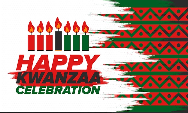 Kwanzaa happy celebration afrikanischer und afroamerikanischer feiertag sieben tage festival vektorplakat