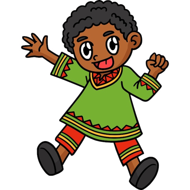 Kwanzaa-kind, das karikatur farbige clipart spielt