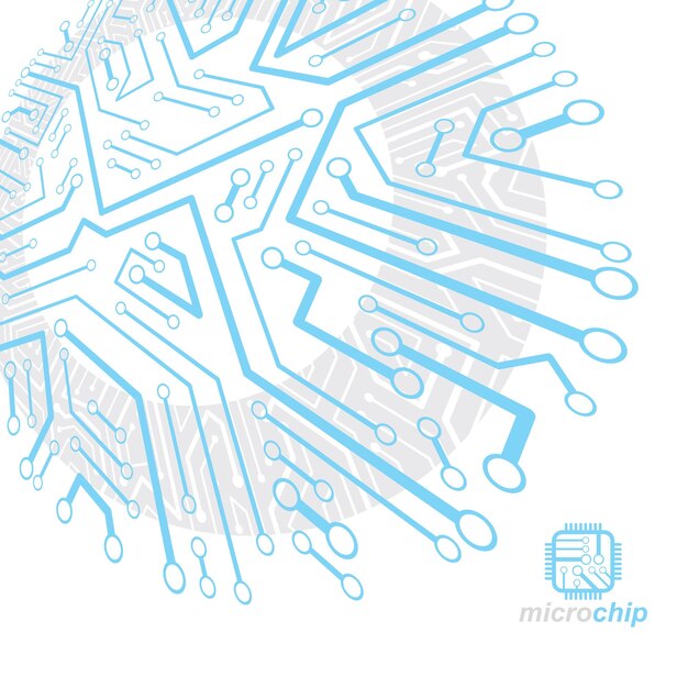 Kybernetisches Element der Technologiekommunikation. Vektor abstrakte Illustration der Leiterplatte. Hintergrund moderner Innovationstechnologien