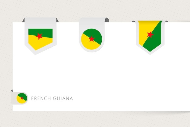 Label-flag-sammlung von französisch-guayana in unterschiedlicher form ribbon-flag-vorlage von französisch-guayana