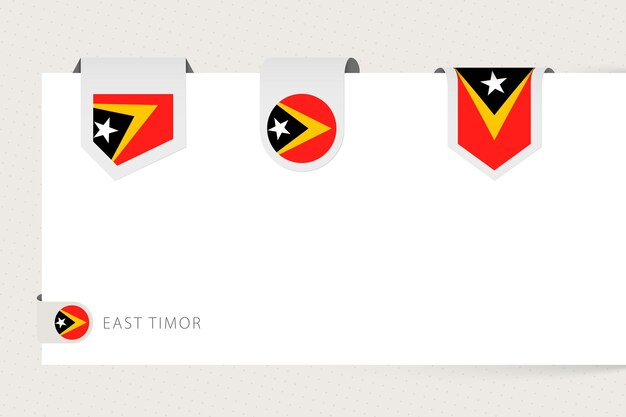 Label-flag-sammlung von osttimor in unterschiedlicher form ribbon-flag-vorlage von timorleste