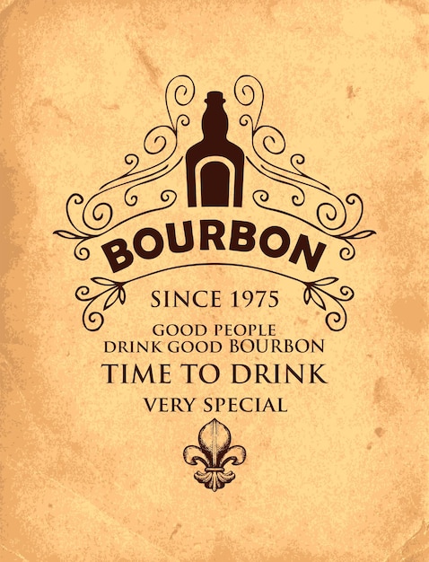 Label für bourbon im vintage-stil