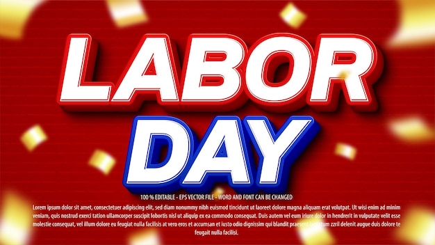 Labor day 3d bearbeitbarer texteffekt