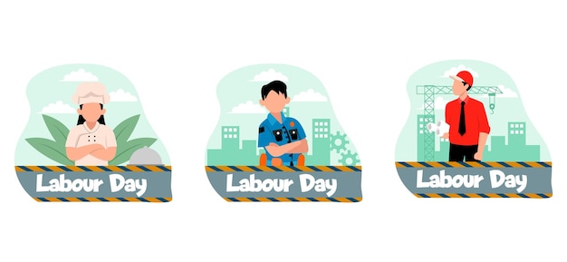 Labor day flat bundle design illustration