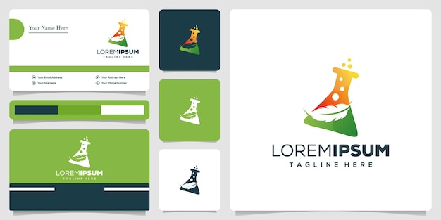 Labor- und feder-logo-design-vorlage und visitenkarte