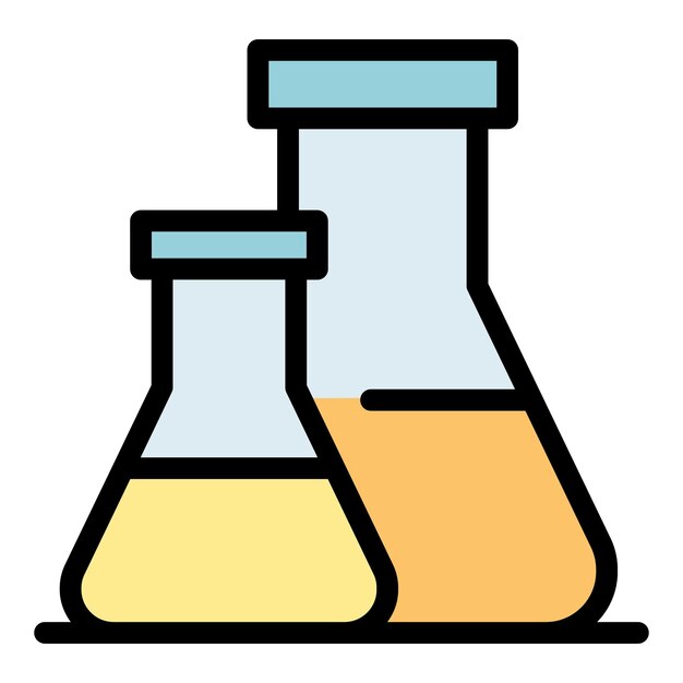 Vektor laborkolben-symbol-umrissvektor medizinische forschung wissenschaftler testen farbe flach