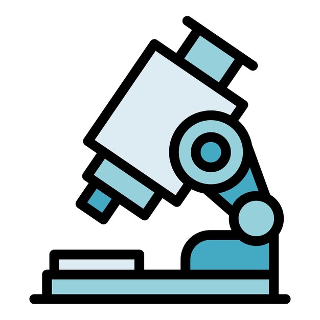Labormikroskop-Symbolumrissvektor Wissenschaftliche Forschung Labortestfarbe flach