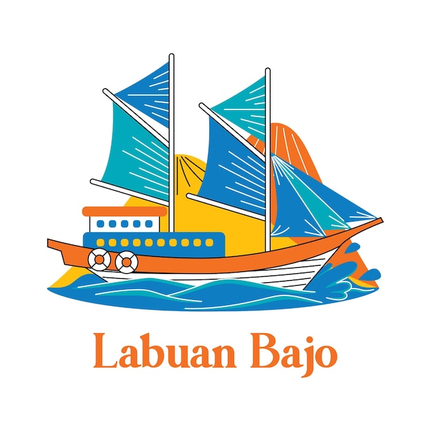 Labuan bajo im flachen designstil