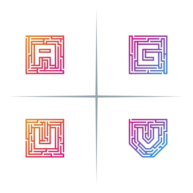 Labyrinth-buchstabe logo design set