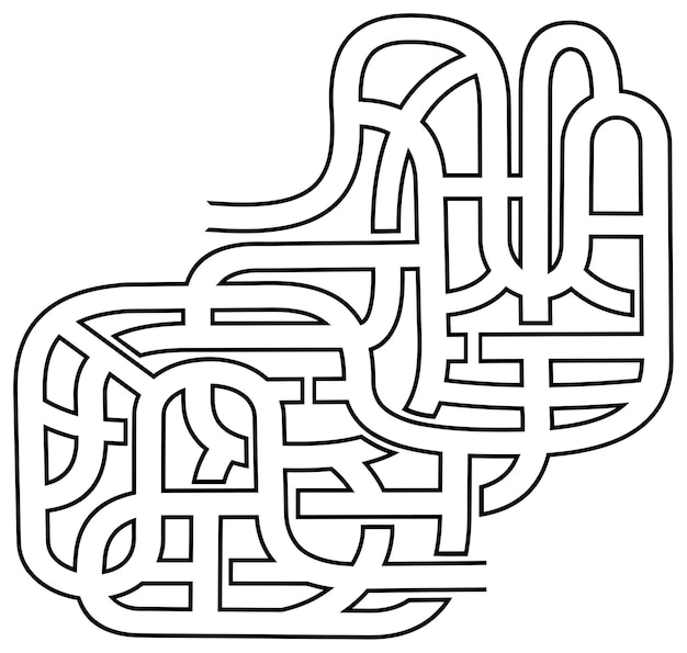 Vektor labyrinth, labyrinth, mit, ein- und ausgang, vektor, hand, gezeichnet, abbildung, freigestellt, weiß, hintergrund