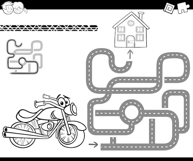 Labyrinth mit fahrrad zum ausmalen