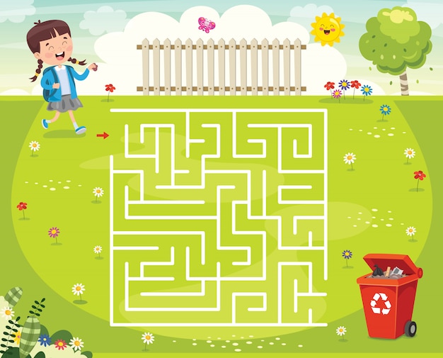 Labyrinth-spiel-illustration für kinder