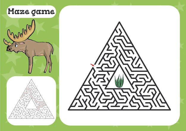 Labyrinthspiel für kinder nette karikaturarbeitsblattillustration