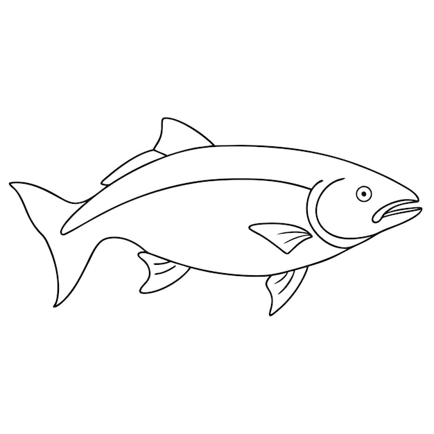 Lachs-Fisch kontinuierliche eine Linie Kunst Zeichnung Vektor-Illustration Malseite