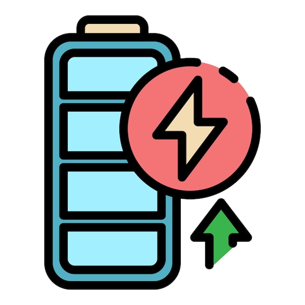 Vektor lade-batterie-symbol umriss ladebatterie-vektor ikonen farbe flach isoliert