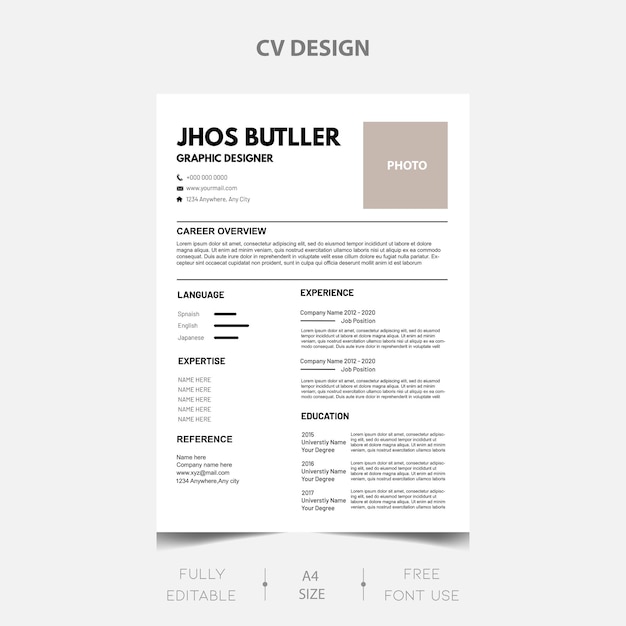 Laden Sie die Designvorlage „Clean Corporate Cv“ kostenlos herunter