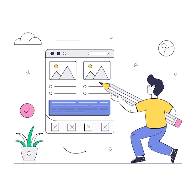 Laden Sie diese flache Illustration des Website-Layouts herunter