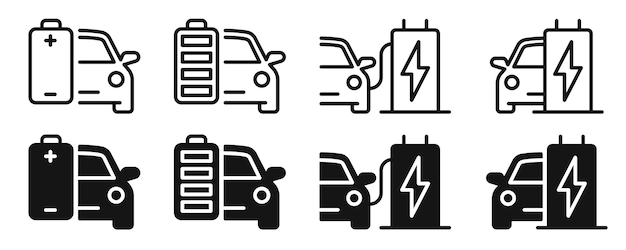 Ladestation für elektroautos. ikonen ladegerät für elektroautos ladekabel für elektroautos