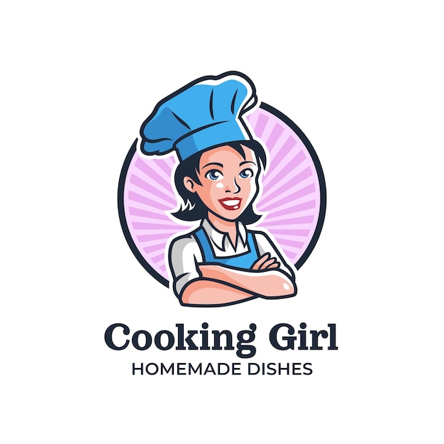 Lady chef-maskottchen-logo