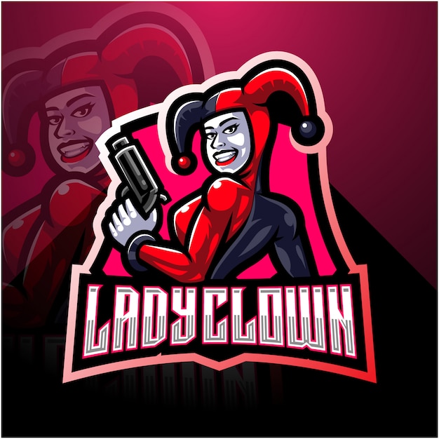 Lady clown maskottchen-logo