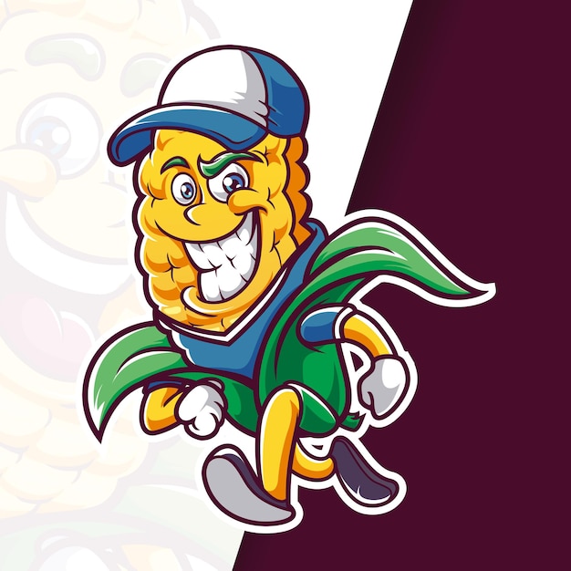 Lächeln corn cap maskottchen cartoon running