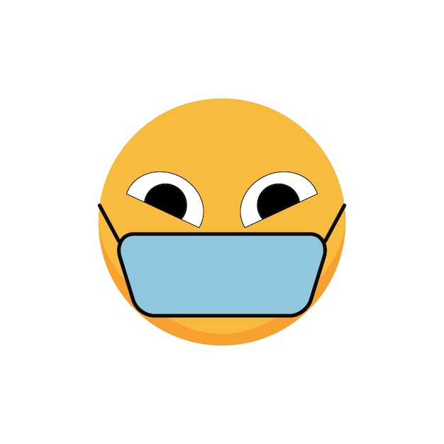 Vektor lächeln mit einer maske smiley-symbol karikatur-emoji