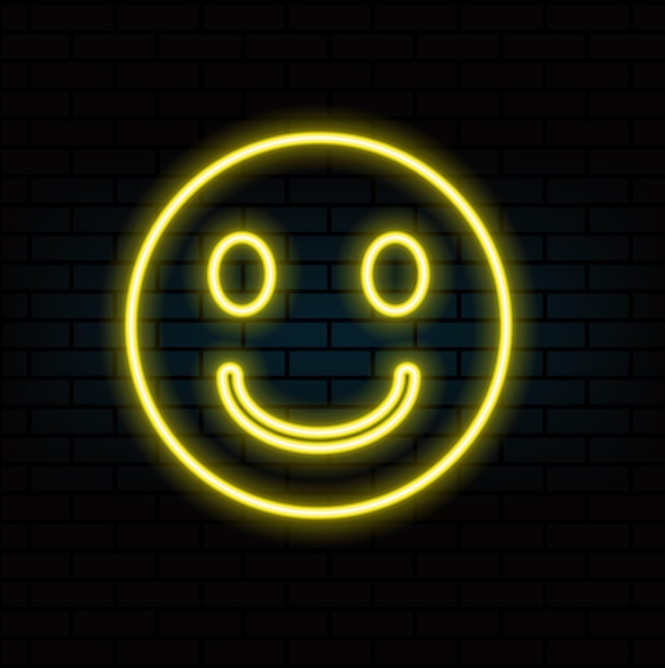 Vektor lächeln sie glücklich neon-vektor-gesichts-symbol lächeln emoji leuchtende laserlampe symbol