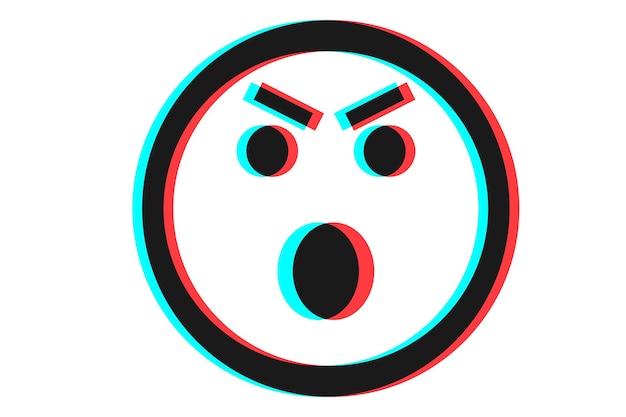 Lächeln-Symbol Vektor-Illustration in blauen, roten und schwarzen Farben. Emoji auf weißem Hintergrund. Zeichen für Web- oder Kartendesign. Lächeln-Symbol-Logo, App, UI.
