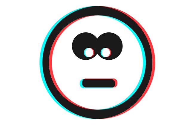 Lächeln-Symbol Vektor-Illustration in blauen, roten und schwarzen Farben. Emoji mit großen Augen auf weißem Hintergrund. Zeichen für Web- oder Kartendesign. Lächeln-Symbol-Logo, App, UI.