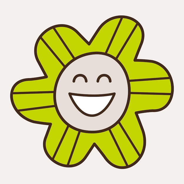 Vektor lächelnde blume abstrakte persönlichkeit maskottchen design lustiges gesicht niedlich iconx9