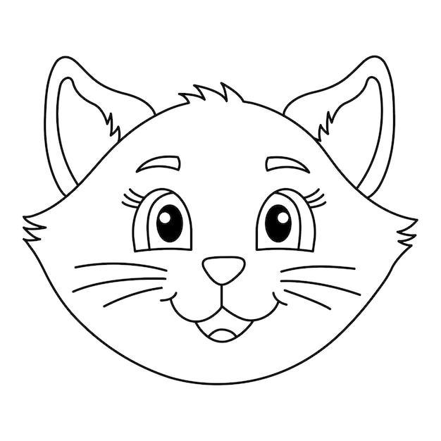 Vektor lächelnde niedliche katze umrisse design auf weißem hintergrund kätzchen gesicht cartoon vektor illustration kätzchen