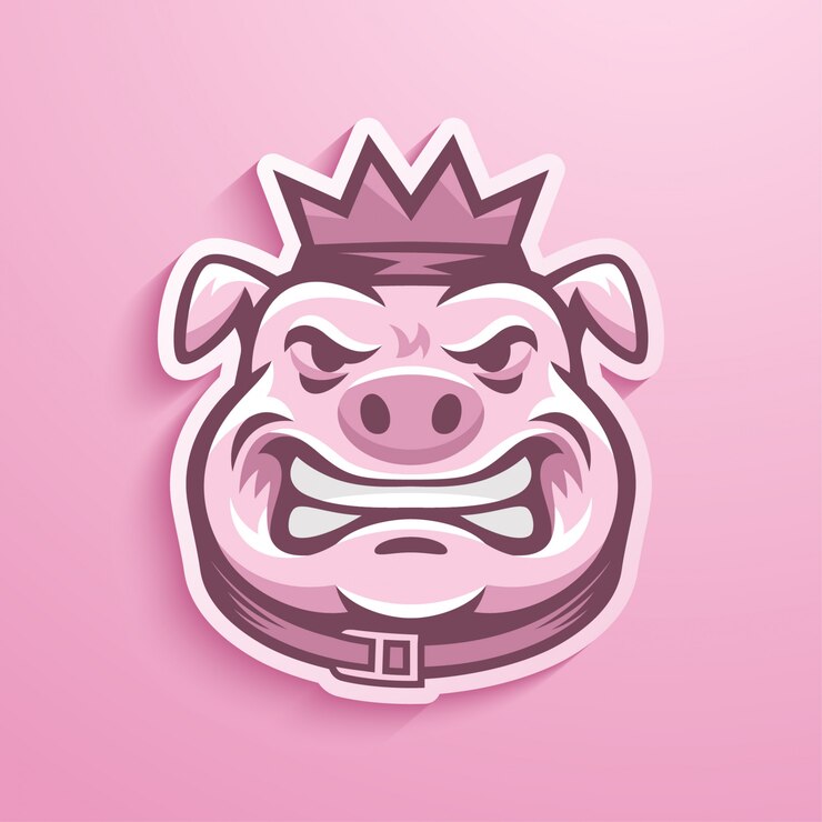 Lächelndes Schweinemaskottchen-Logo