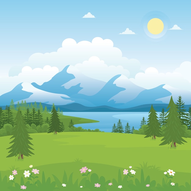 Ländliche Landschaftsillustration